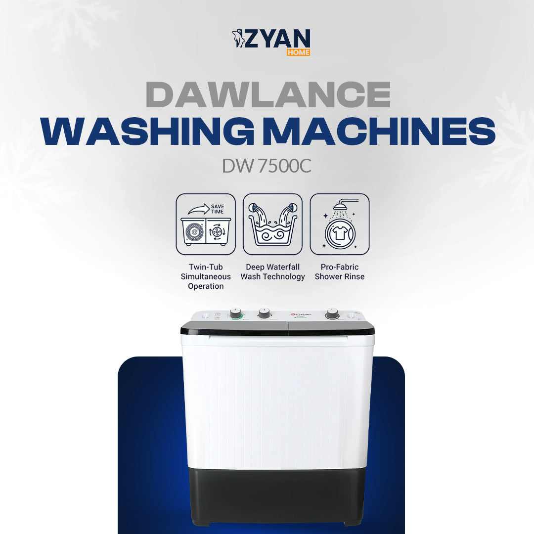 Dawlance Washing Machine - DW-7500 TWIN-TUB CLEAR LID (WHITE)