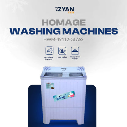 Homage Washing Machine HWM-49112-GLASS (bubble Blue/ Grey)