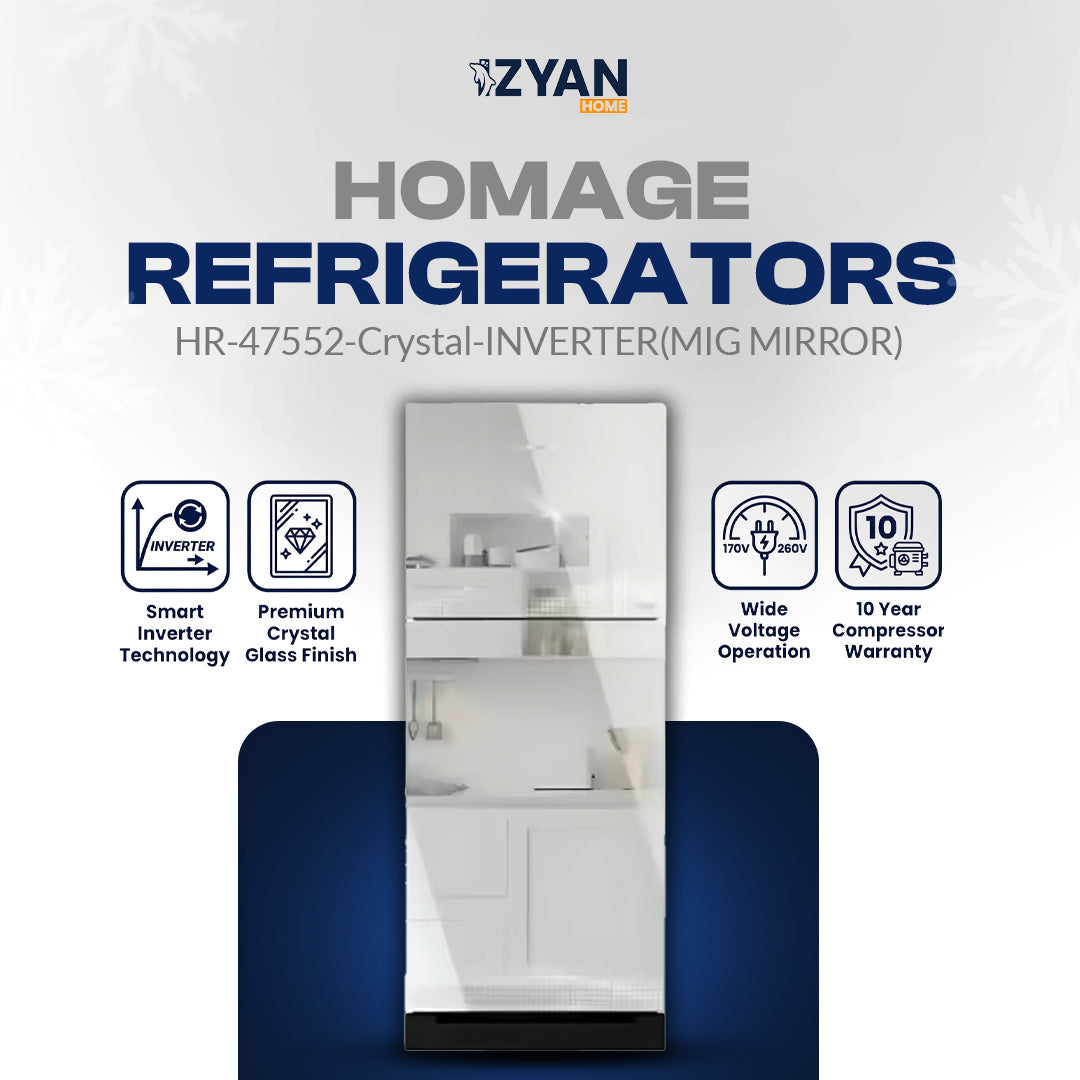 Homage Refrigerator HR-47552-Crystal-INVERTER(MIG MIRROR)