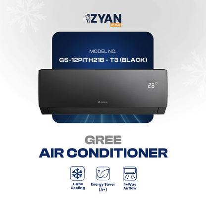 Gree Air Conditioner GS-12PITH21B - T3 (BLACK) T3 + Ampere Lock + Autoclean